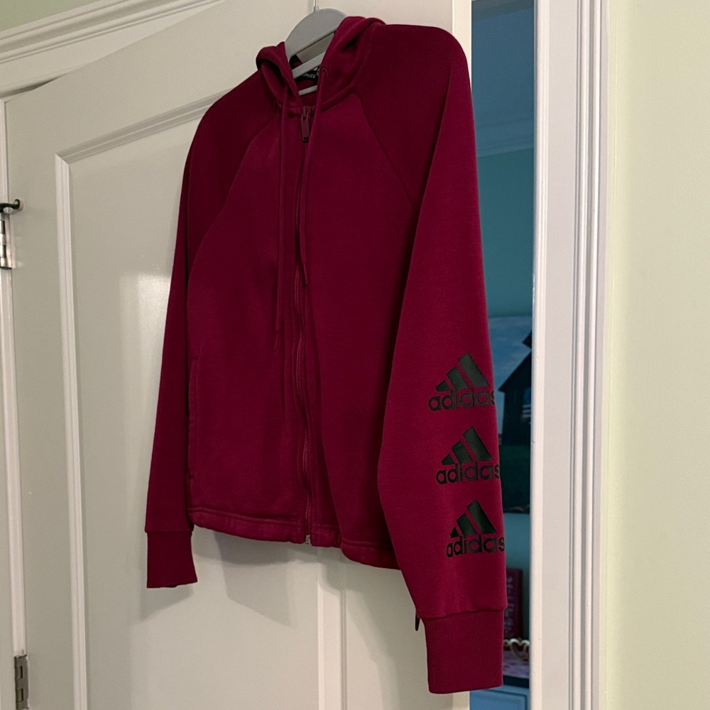 Adidas Maroon Hoodie with Black Accents